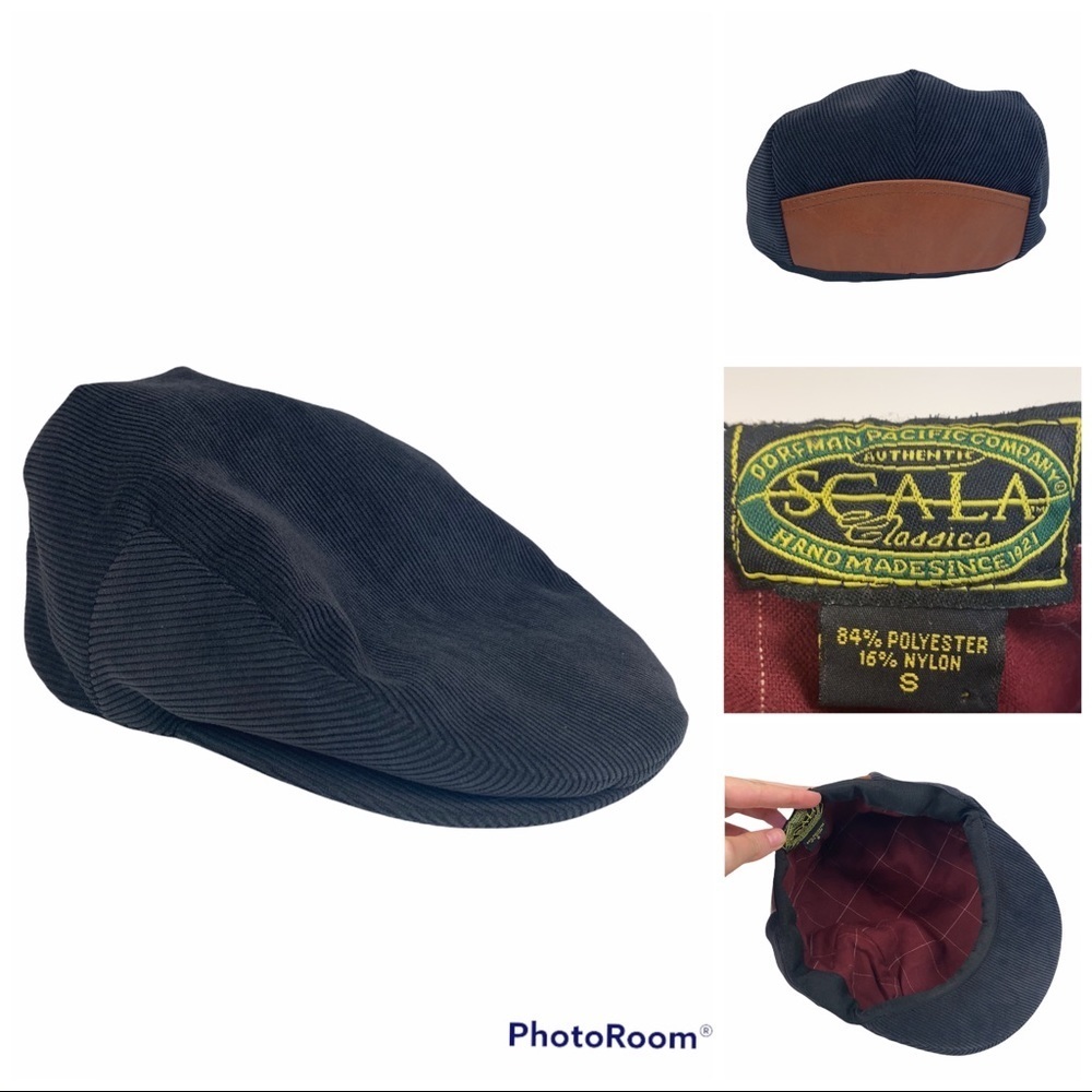 Scala Vintage Dark Grey Corduroy Newsboy Hat Size Small
